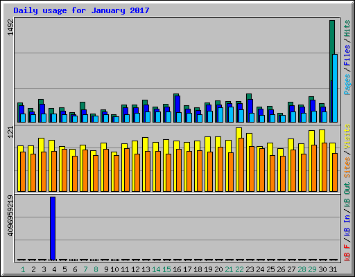Daily usage for January 2017