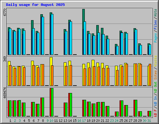 Daily usage for August 2025